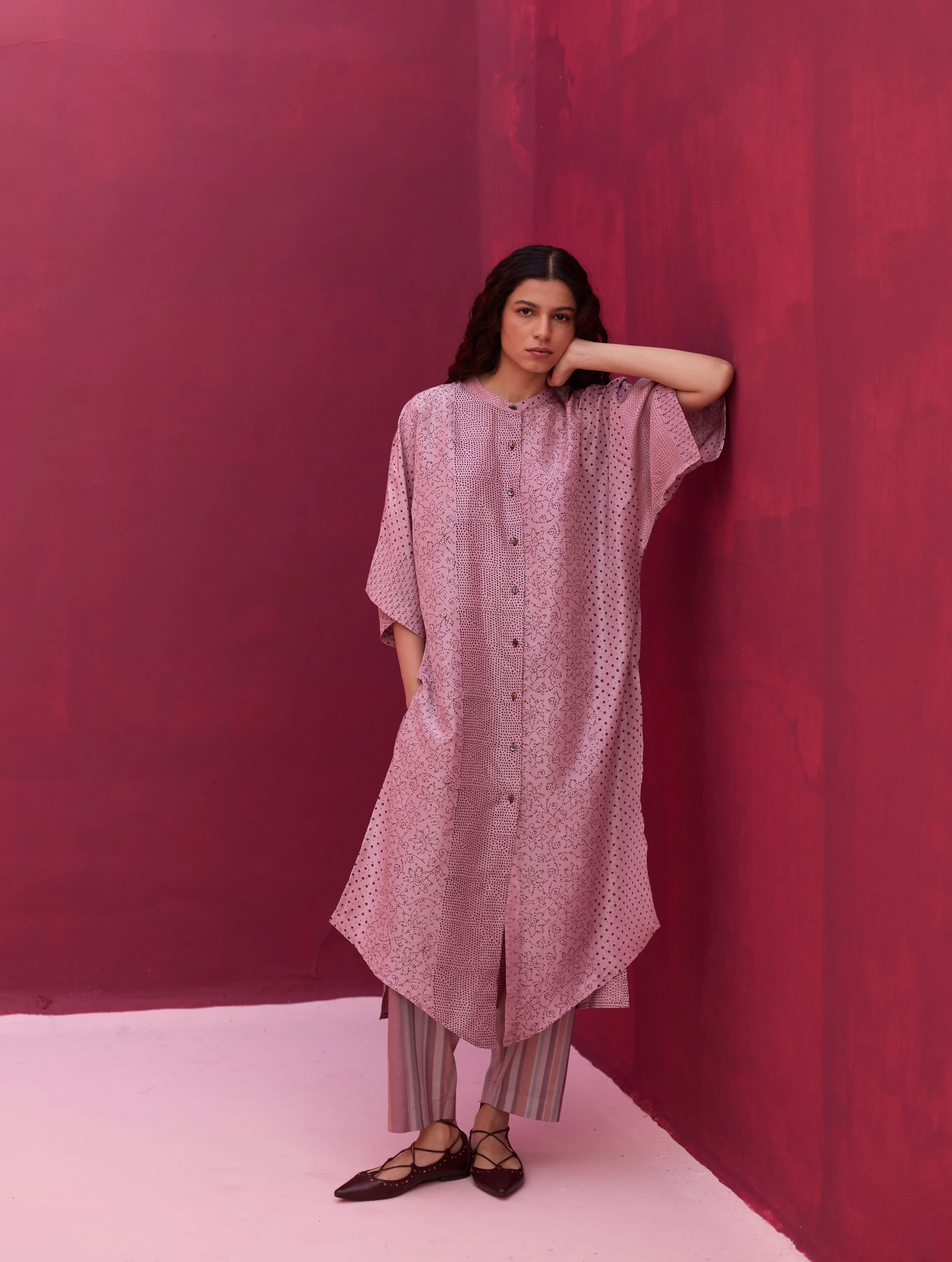 Zizara Block Printed Kurta - Lavender